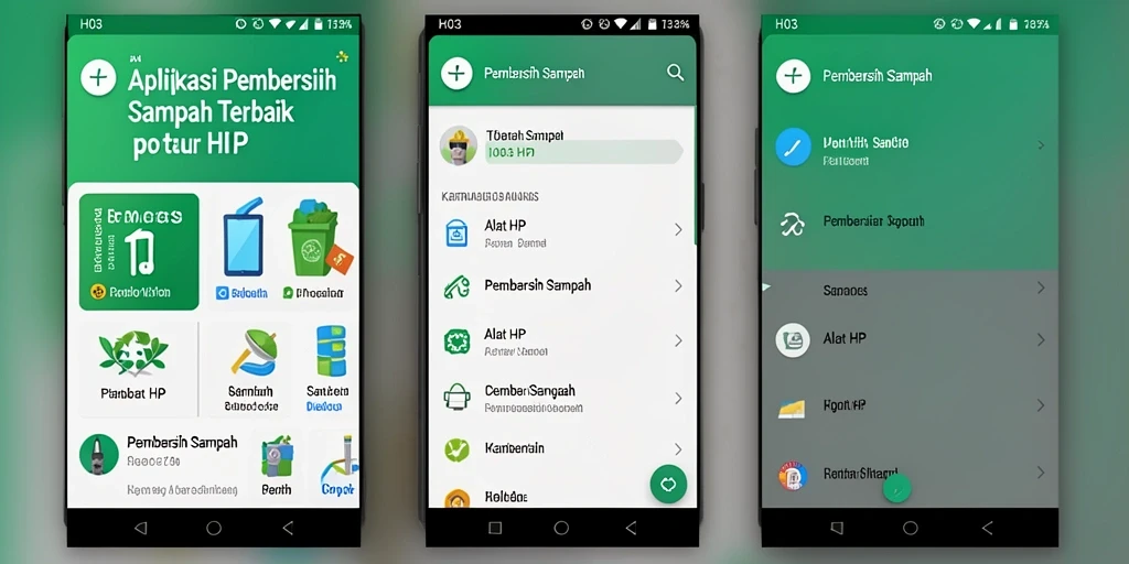 Antarmuka H03 saat melakukan pembersihan sampah di HP.