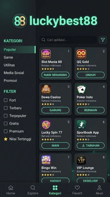 Tampilan katalog aplikasi luckybest88